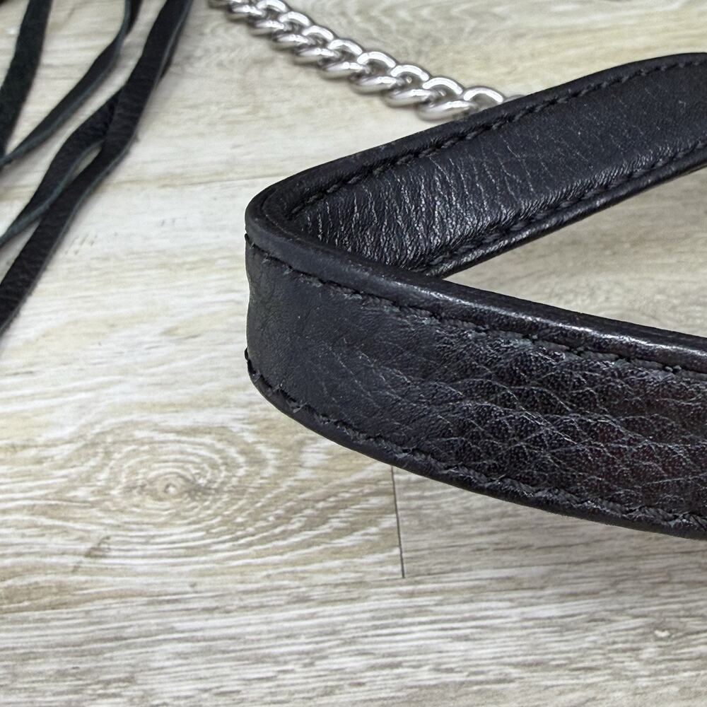 Rebecca Minkoff Black Leather Tassel Multi Zip Crossbody Bag Chain Strap Purse - Picture 4 of 9